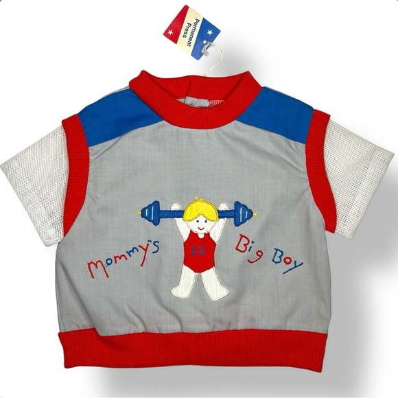 cradle togs Other - Vintage Cradle Togs Boys “Mommy’s Big Boy” Shirt Appliqué , Button Back ,9mo NWT